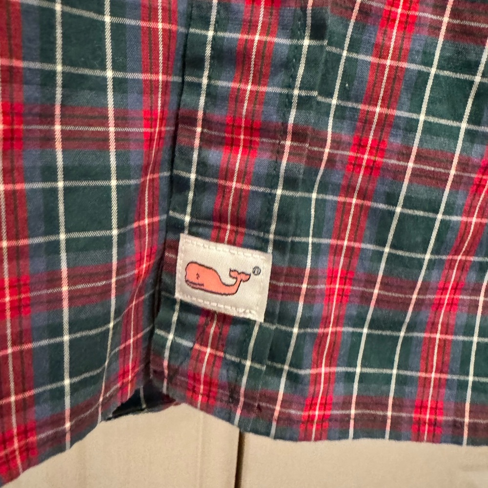 Vineyard Vines Classic Red and Green Plaid Men's Shirt - Picture 3 of 4